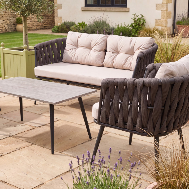 Hartley 4 Seater Garden Lounge Set with Coffee Table, Grey