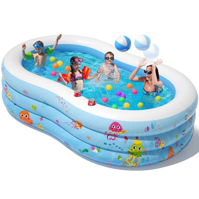 Cathleen Plastic Rectangle Inflatable Pool 60cm H x 240cm W x 240cm L