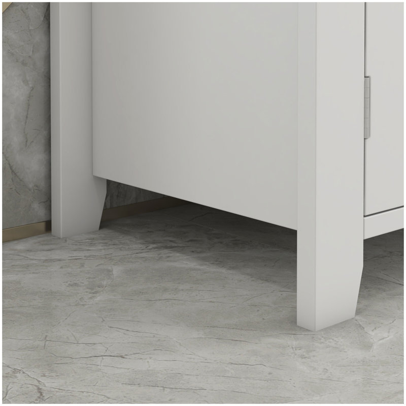kleankin Pedestal Sink Storage Cabinet, Under Sink Cabinet, Bathroom Vanity Cabinet with U-Shape and Adjustable Internal Shelf, White