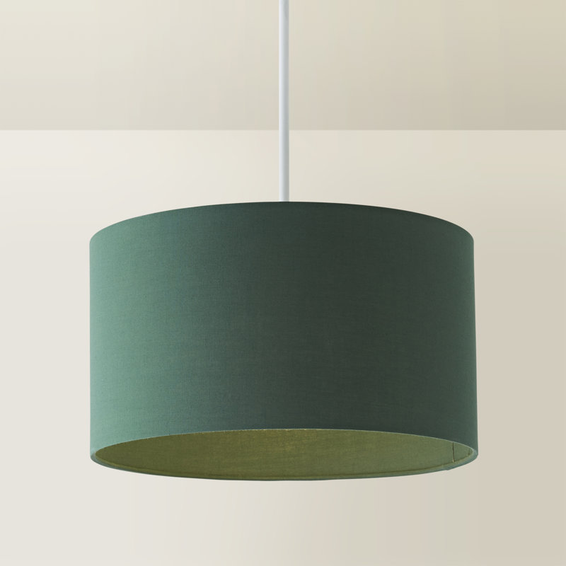 27.5cm H Cotton Drum Pendant Shade ( Screw On ), Dark Green, 20cm H x 35cm W x 35cm D