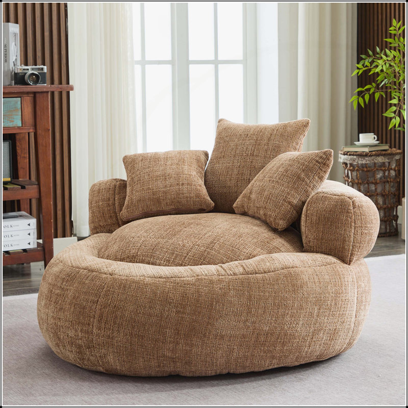 Pouf fauteuil, Chenille café