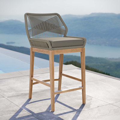 Modway Wellspring Outdoor Patio Teak Wood Bar Stool by Modway