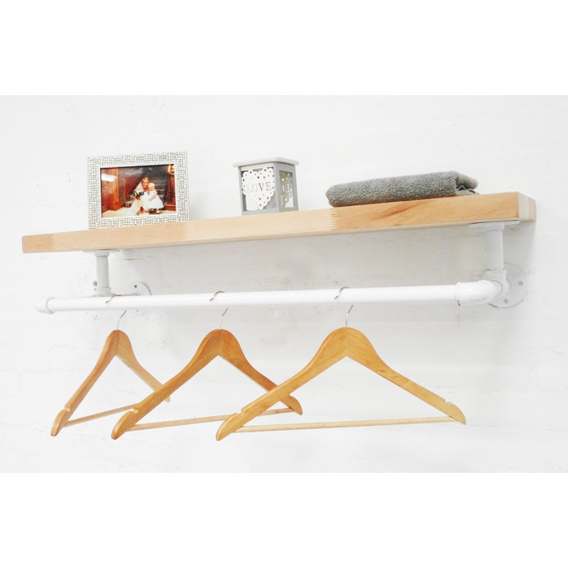 Lampley Pine Solid Wood Industrial Pipe Shelves, 20cm H x 50cm W x 30cm D