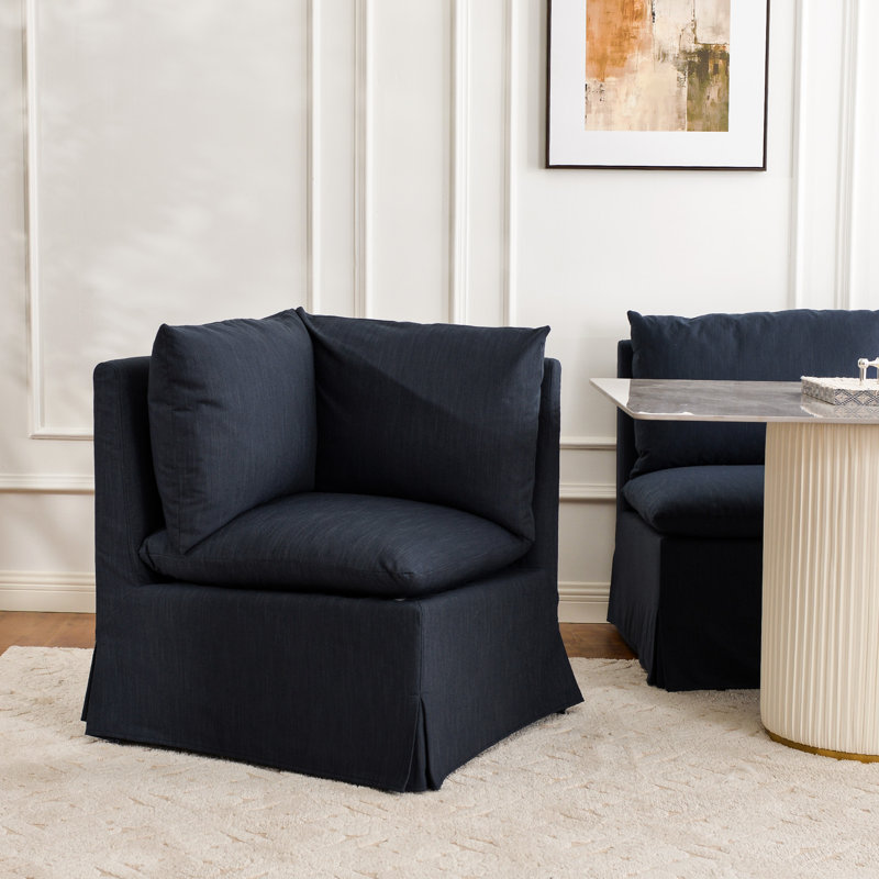 Crampton Performance Fabric Down Fill Slipcover Dining Corner Chair, Indigo