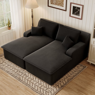Modern Corduroy Upholstered Chaise Lounge Chair No Assembly Required