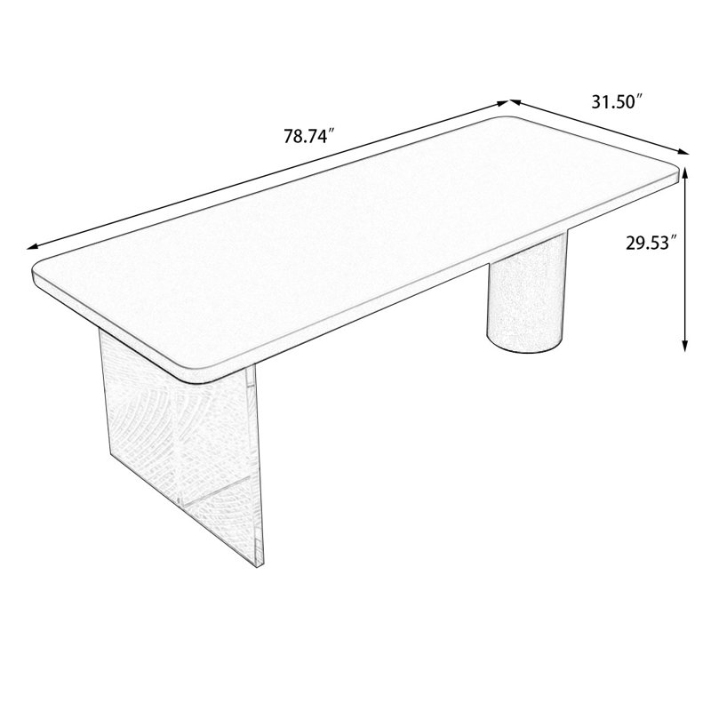 Bureaux rectangulaires noirs en bois massif, H 29,53 po x l 78,74 po x P 31,5 po