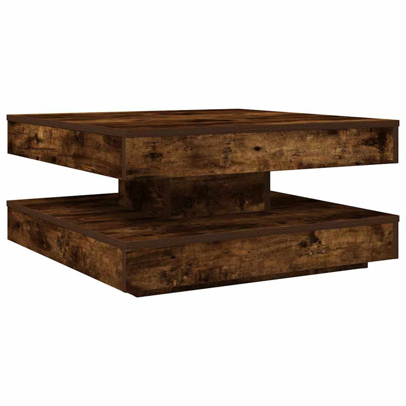 Coffee Table with Storage, 34.5" H x 70" L x 70" W, Smoked Oak