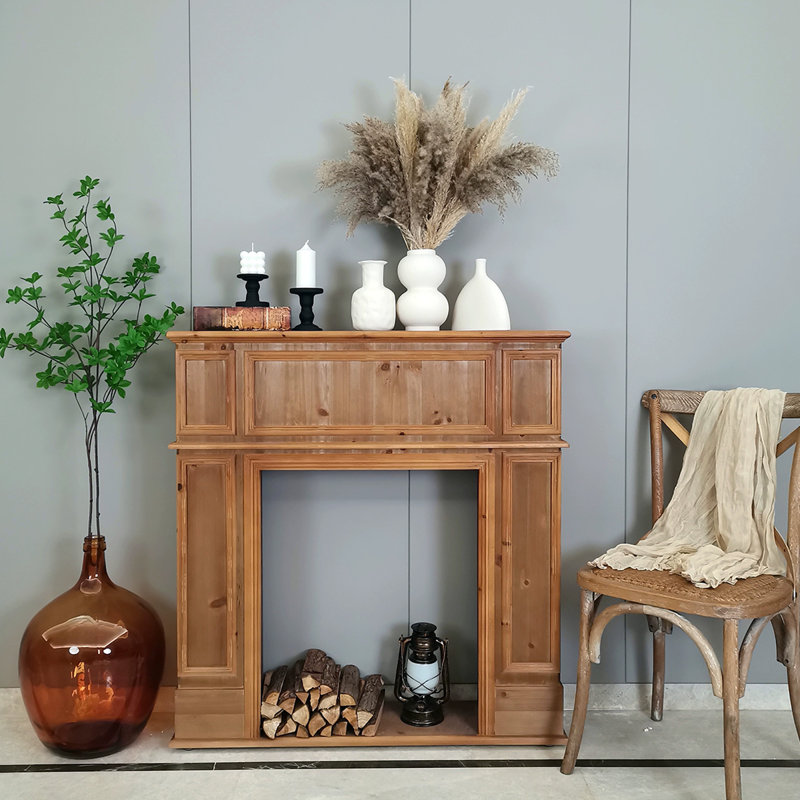 Foyer autoportant en bois manufacturé, H 39,37 po x l 47,24 po x P 10,63 po, Burlywood