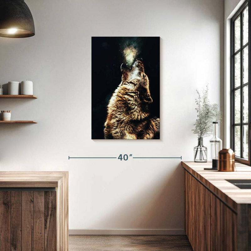 Loup noir et brun Brampt, H 36 po x l 24 po