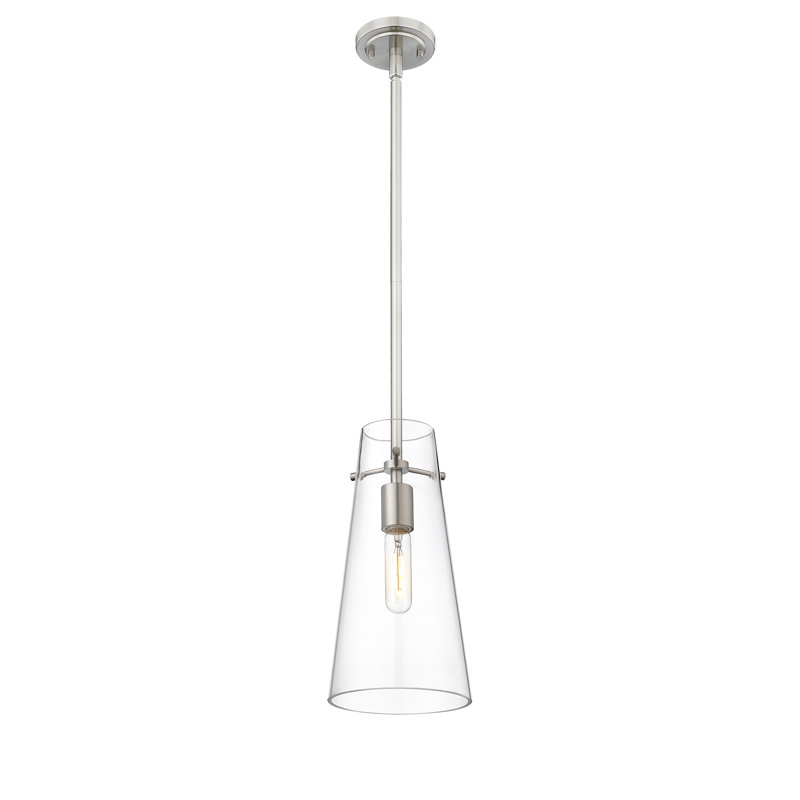 Luminaire suspendu 1 lumière Vilmos, Nickel brossé, H 58 po x l 6,5 po x P 5 po