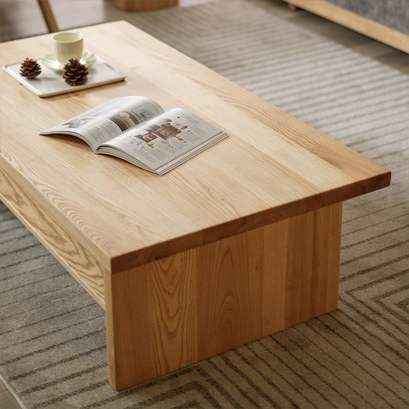 Burlywood Solid Wood Rectangular Coffee Table
