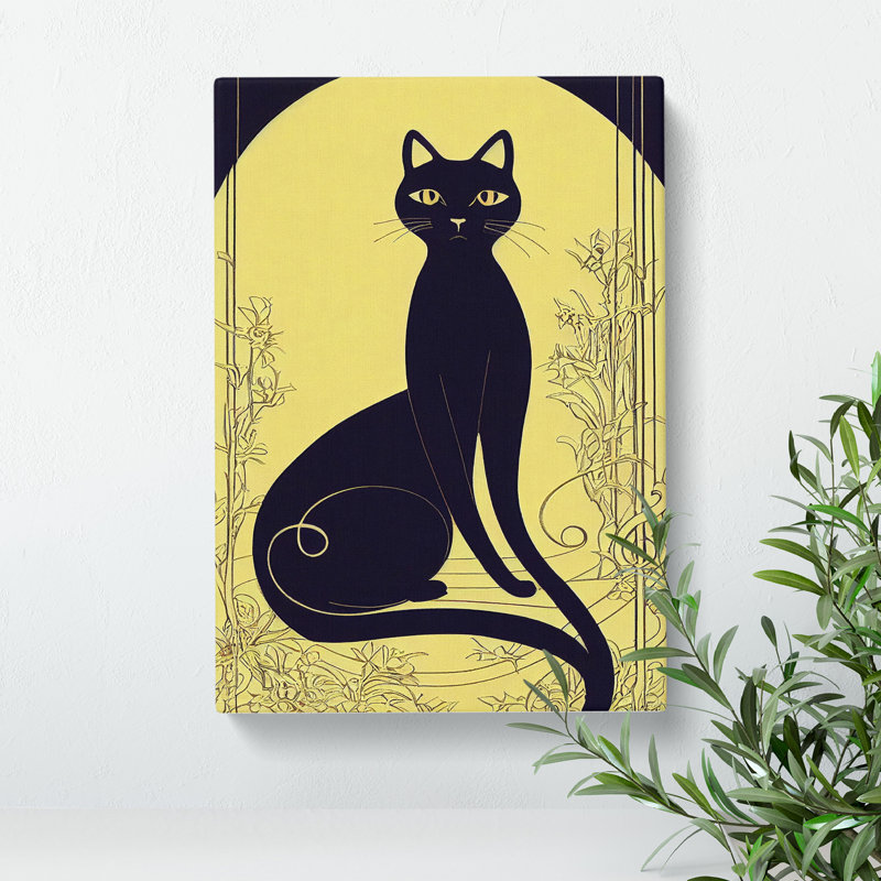 Cat In Art Nouveau No.3, 76cm H x 50cm W x 3cm D