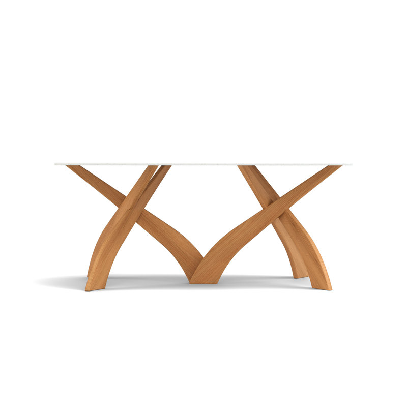 Entwine - Table rectangulaire en verre, H 30 po x L 42 po x l 72 po, Cerisier naturel / blanc