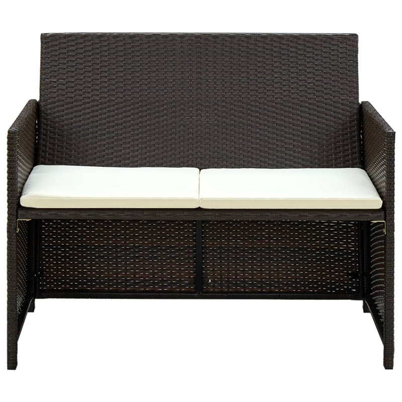 Ekundayo 39.4" Wide Rectangle Patio Sofa with Cushions, Brown