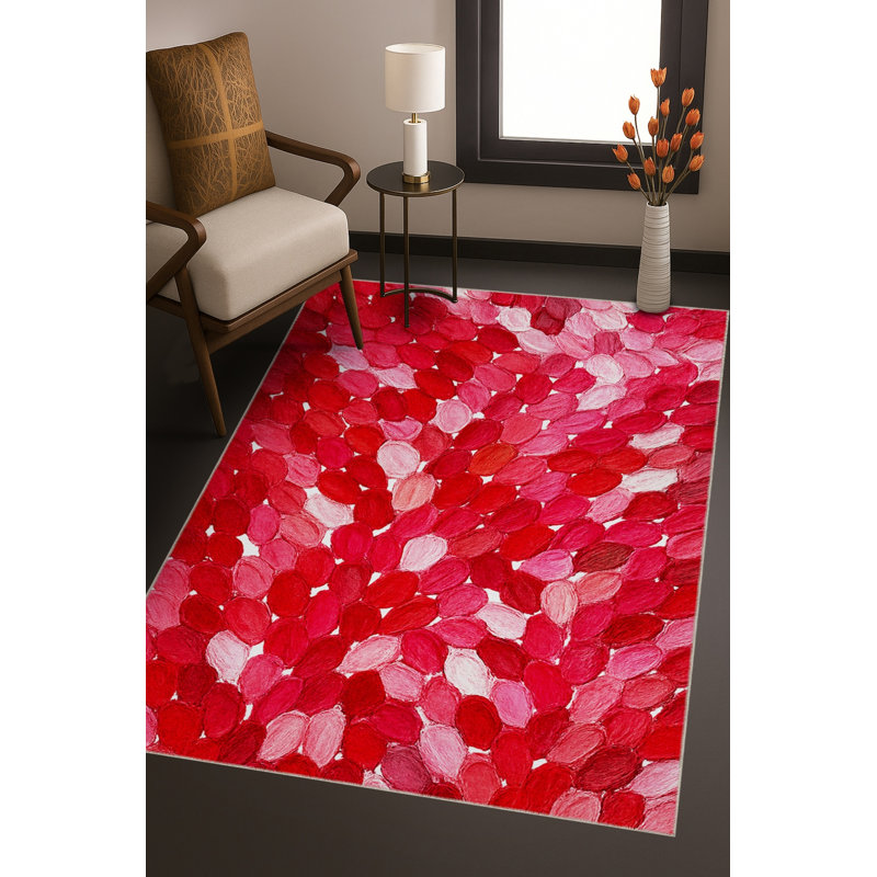 Tapis bleu tissé lavable rétro Mosso, 2 pi 6 po x 4 pi 11 po