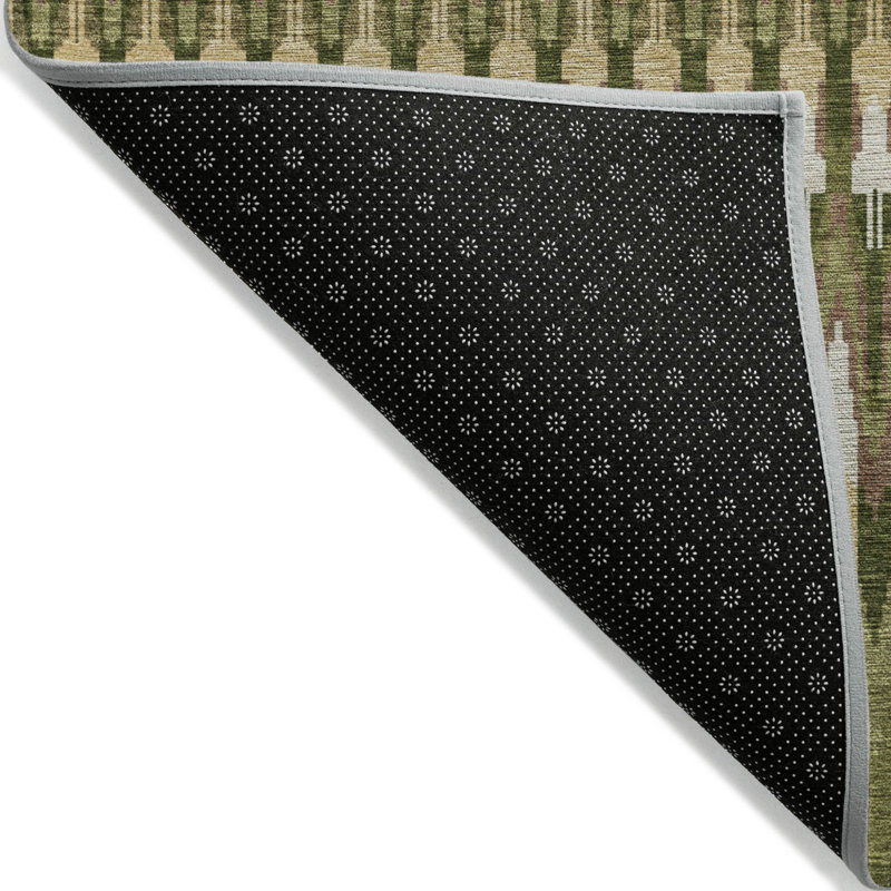 Tapis intérieur / extérieur lavable 5 pi x 8 pi vert olive brun et doré Southwestern
