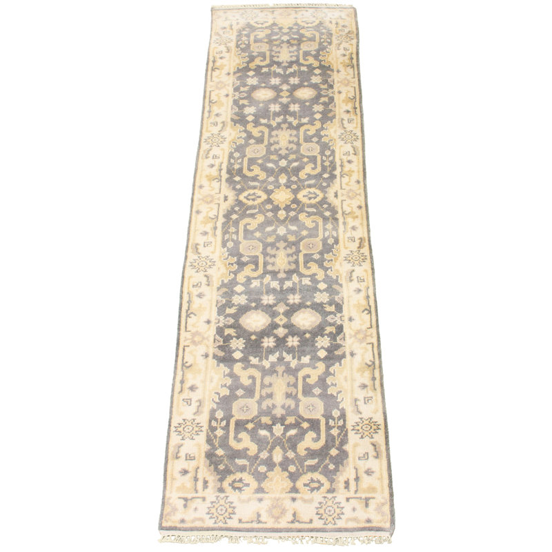 Tapis gris en laine noué à la main Royal Ushak 2 pi 7 po x 9 pi 10 po