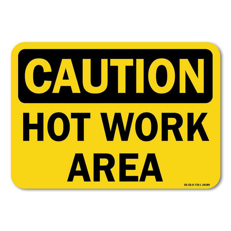 Plaque en plastique pour zone de travail à chaud 14 po x 10 po