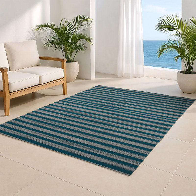 Tapis intérieur / extérieur vert HorizontalStripes, Rectangulaire 2 pi x 3 pi