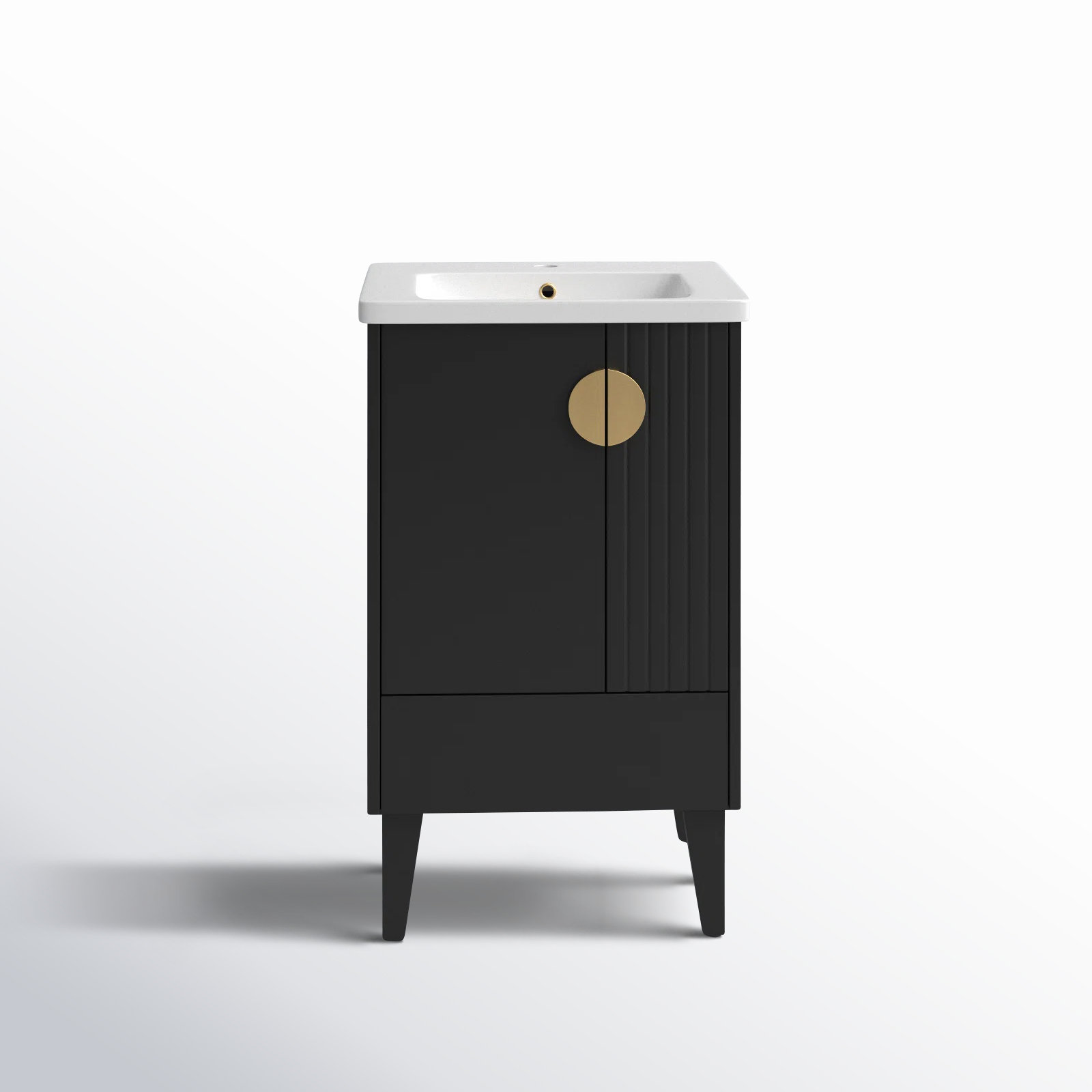 Saimah 20'' Single Bathroom Vanity, Satin Brass, Black