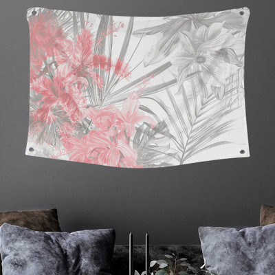 Tapisserie murale fleurs tropicales - décoration murale florale