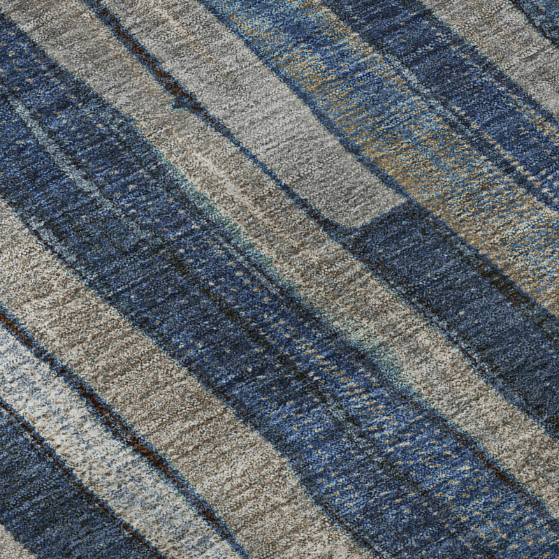 Premium Machine Washable Kumbhar AMF1301 Stripes Rug, Rectangle 10' x 14'