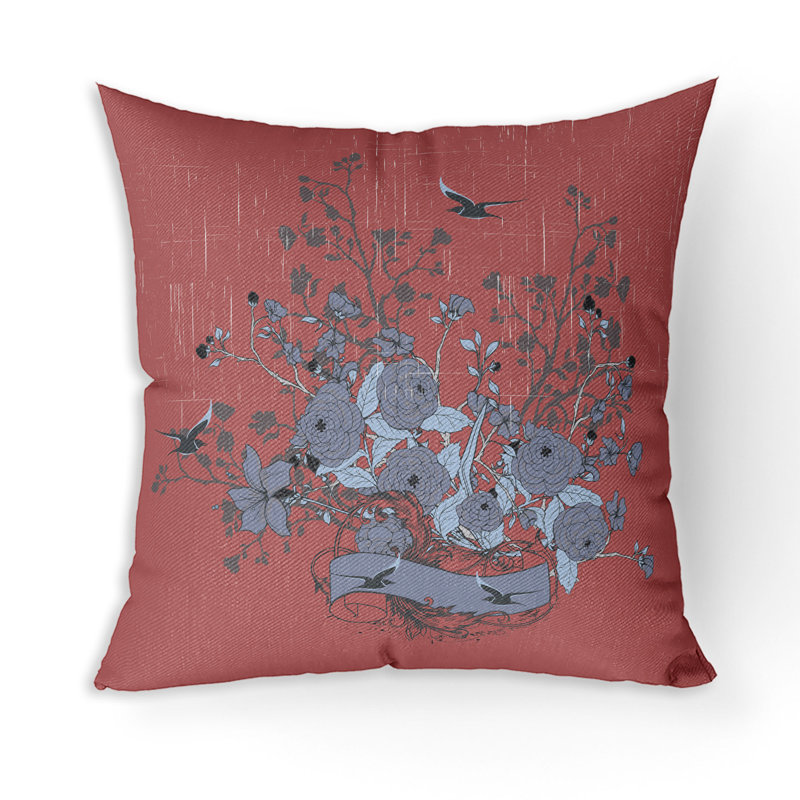 Indoor / Outdoor Square Cushion, Pink/Grey, 41cm H x 41cm W