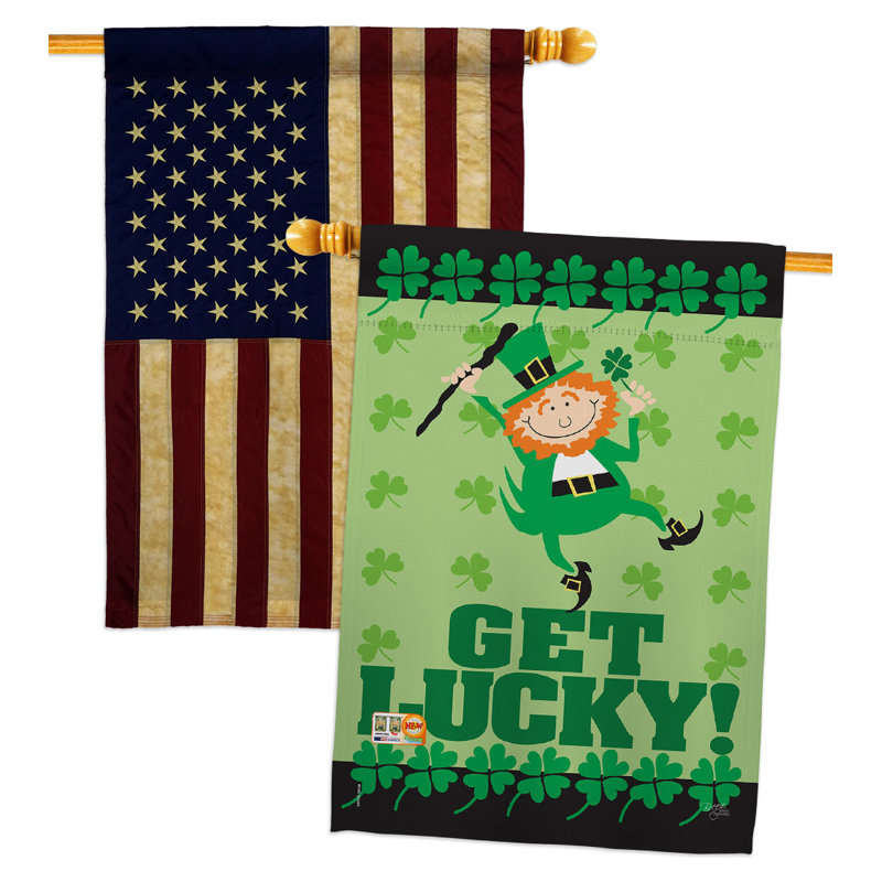 Drapeau de maison en polyester 40 x 28 po Get Lucky