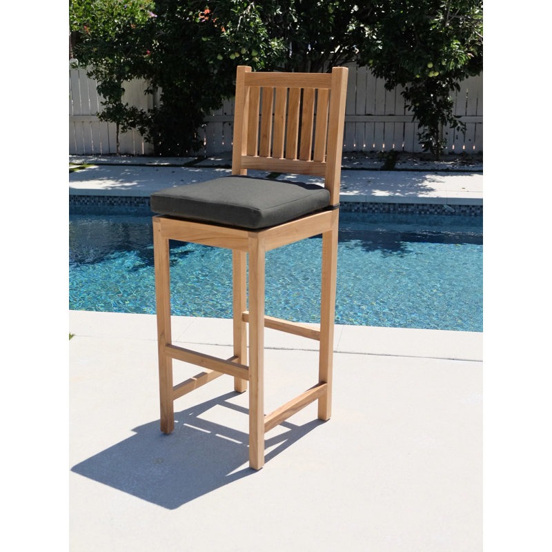 Huntington Outdoor Teak Bar Stool, Charcoal
