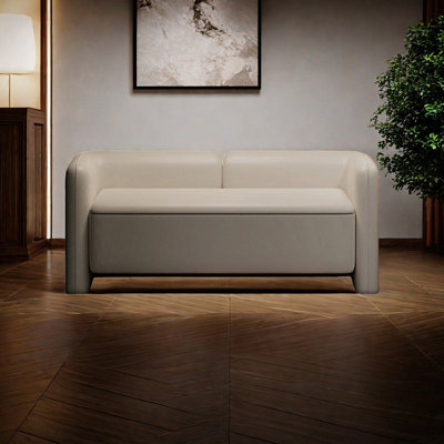 Banc de rangement rembourré en cuir Navjeevan