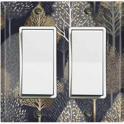 Metal Light Switch Plate Cover; US Standard Size 2 Gang GFI Rocker - Modern Forest