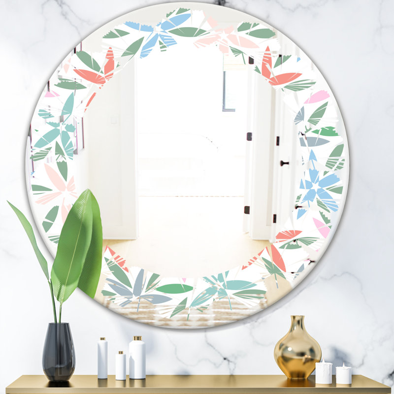 Miroir mural abstrait sans cadre, H 24 po x l 24 po, Abstract Flower Design 