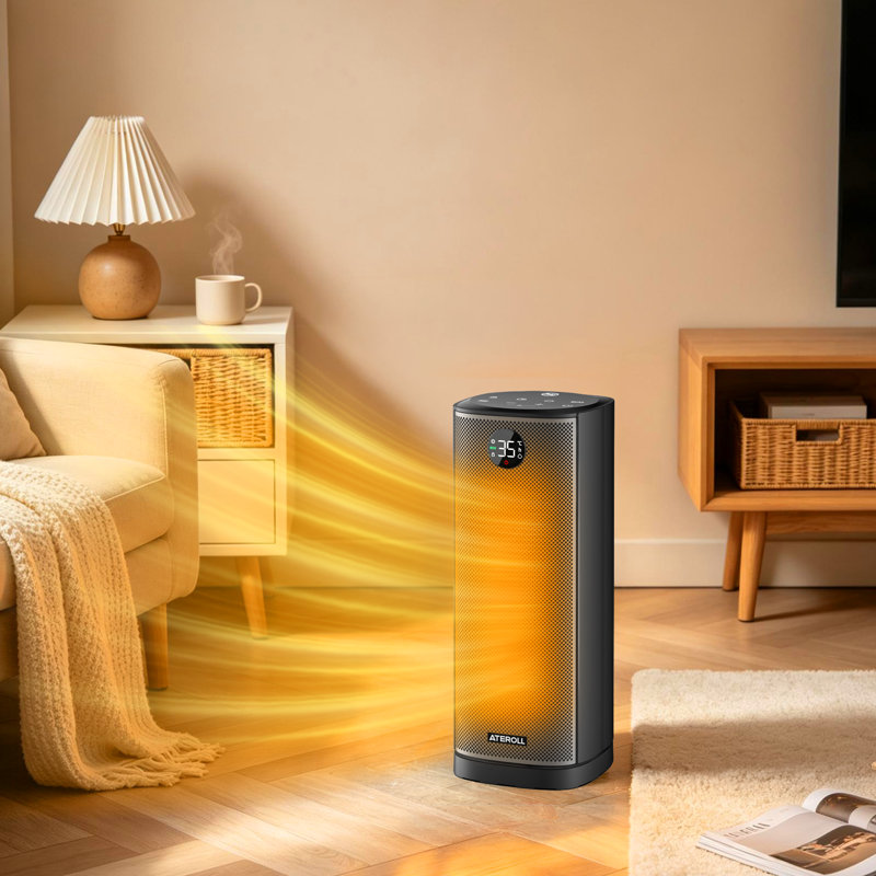 Chauffage d'appoint tour PTC 1500 W, 40 cm (16 po), oscillation à 75°, télécommande, minuterie 12 h