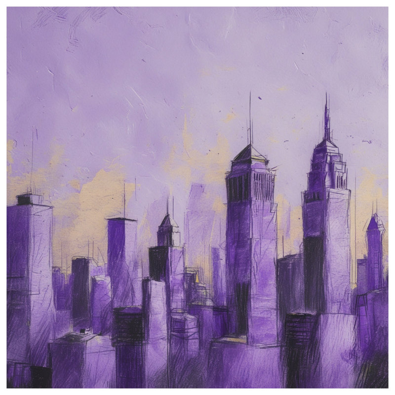 Purple City Skyline Comforter, Twin