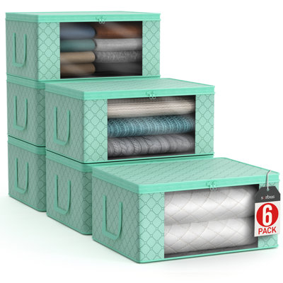 Ensemble de 6 boîtes de rangement pour sac de rangement en tissu pliable, paquet de 2