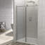 Porte de douche coulissante sans cadre, 122 cm (L) x 193 cm (H), fini argent brossé, verre trempé 8 mm-90550833