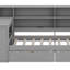 Lit plateforme en bois avec tablettes de rangement, tiroirs, station de charge, DEL, bureau et tête de lit tapissier-225808089-225808088