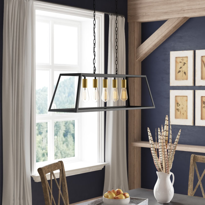 Barraza Linear Dimmable Pendant, Brass, 5 Lights