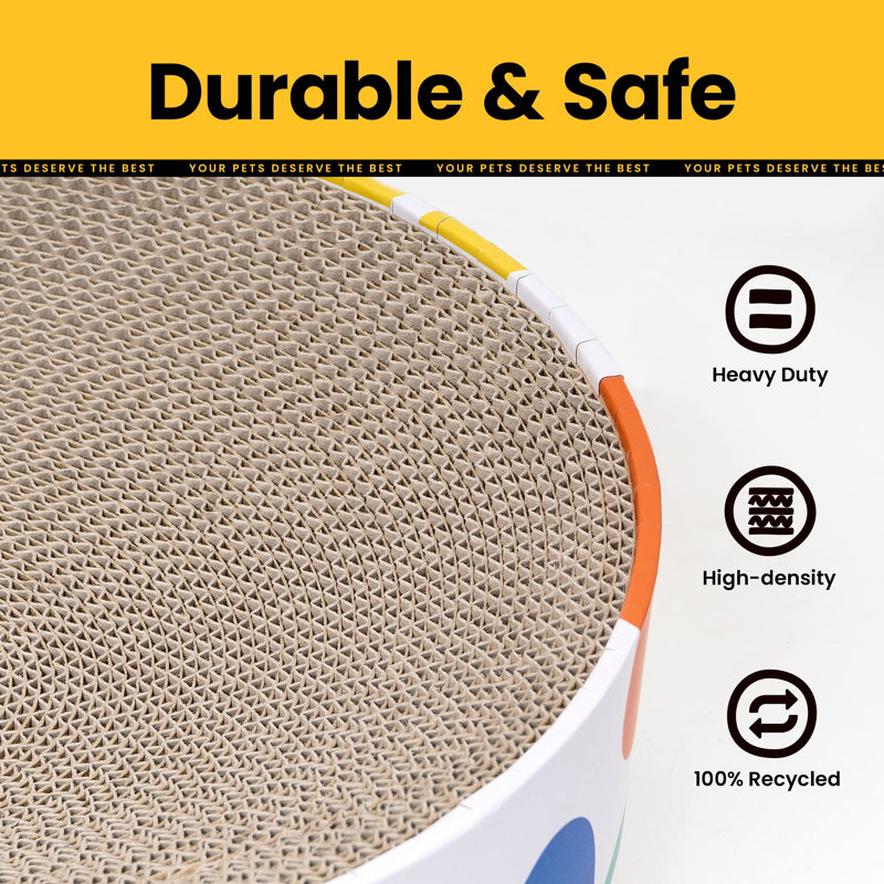 Cat Scratcher Cardboard,2 In 1 Oval Cat Scratch Pad Bowl For Indoor Kitty Grinding Claw,Round Kittens Scratching Board Corrugated Lounge Pet Beds&Furniture Protector For Couch&Carpets&Sofas