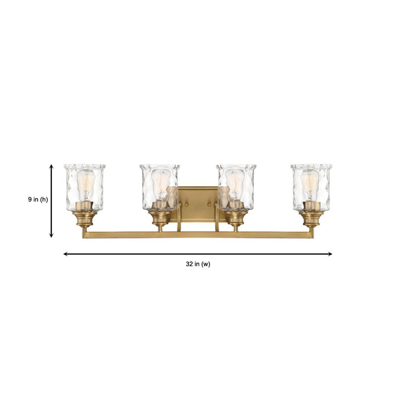 Glenn Dimmable Vanity Light, Brushed Gold, 9" H x 32" W x 6.5" D, 4