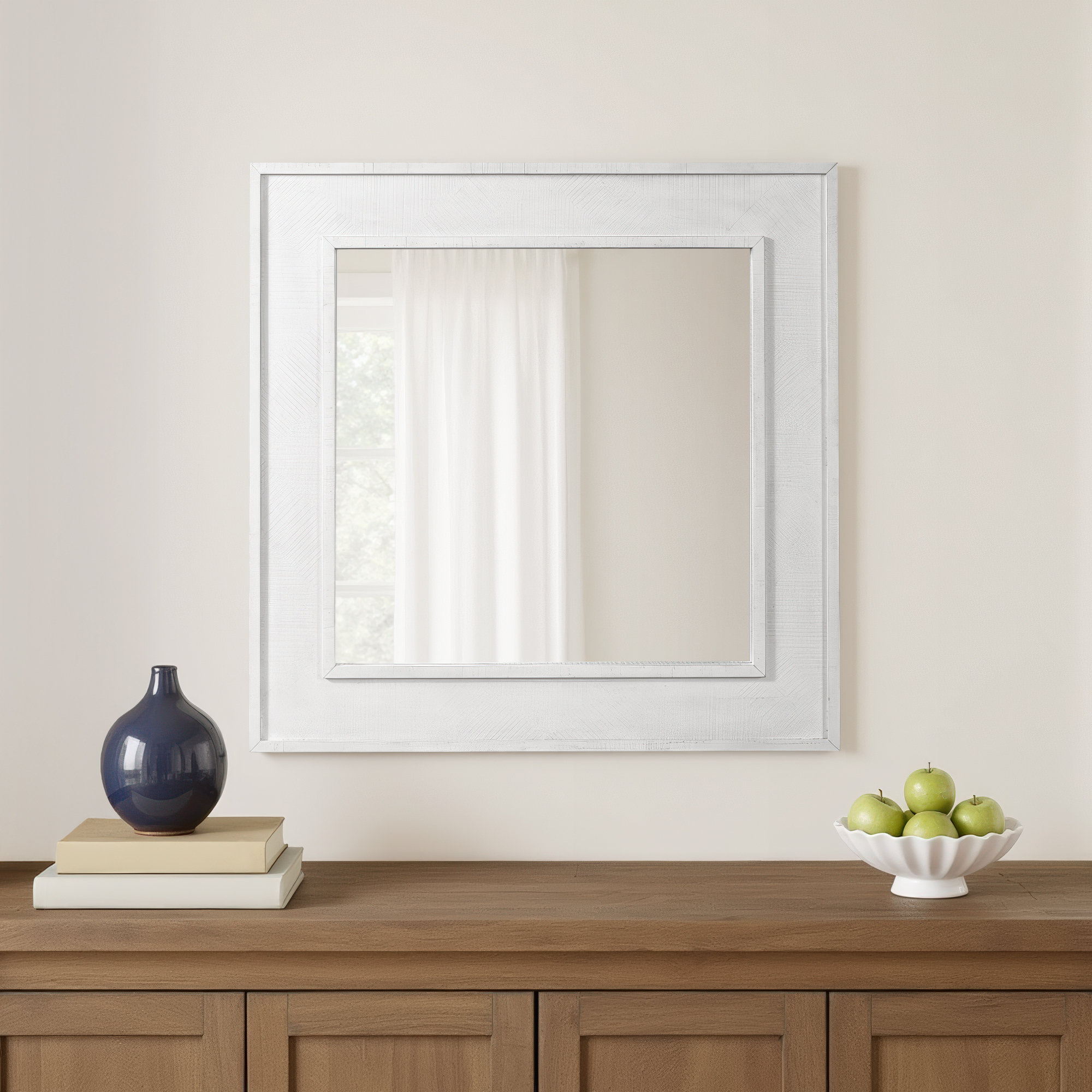Bilbrook Wood Mirror, White