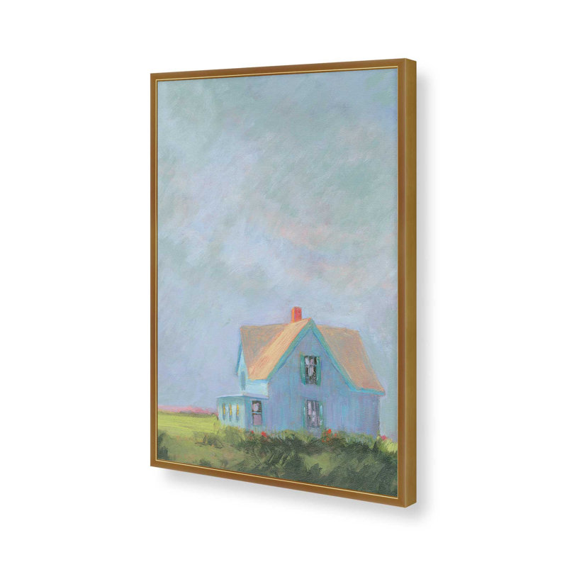 Tranquil Haven en bleu, H 17,25 po x l 13,25 po, Cadre ouvert en angle, or poli