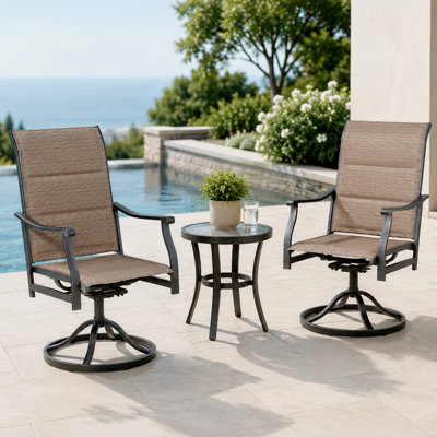 Outdoor Padded PVC-coated polyester Swivel Dining Armchair