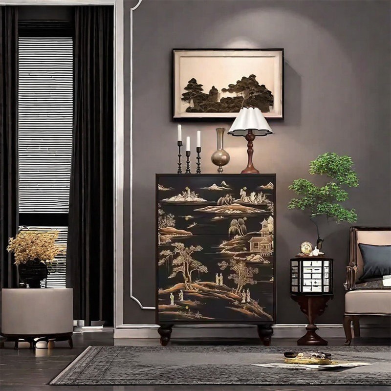 Elegant Walnut Wood Decorative Cabinet