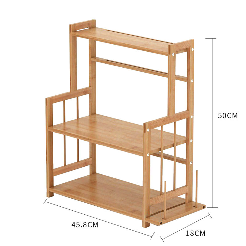 Freestanding Bamboo Spice Rack with Adjustable Racks