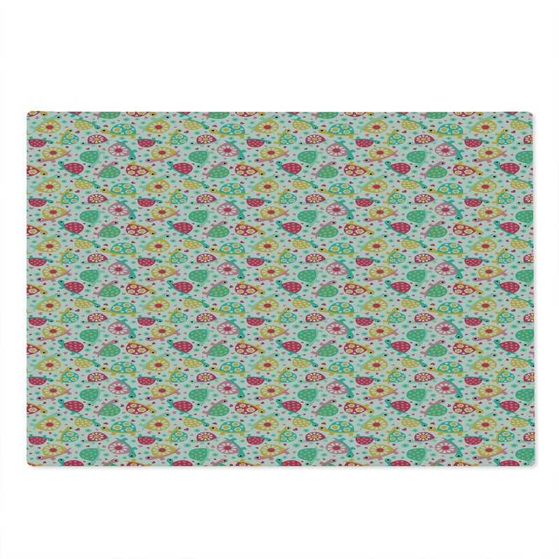 Ambesonne Turtle Cutting Board Large Size Hippie Floral Feel Animals Multicolor