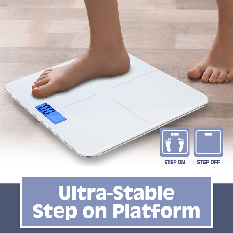 Ultra Thin White Glass Digital Bathroom Scale with LCD Display
