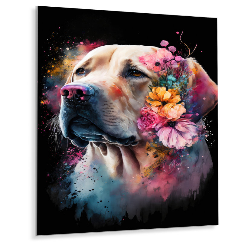 Décoration murale mignonne retriever floral II, H 20 po x l 12 po x P 1 po
