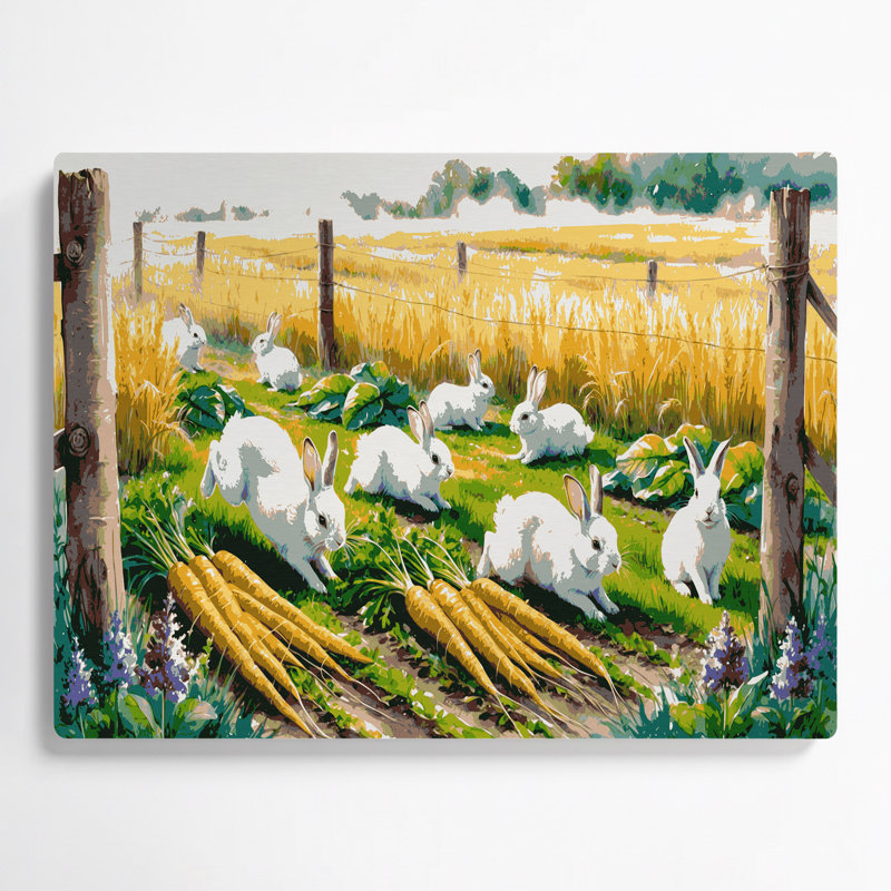 Ferme, lapins, art mural en métal brun, H 11 po x l 14 po