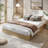 Floor Standing Bed Frame with Wooden Slat, Support, No Box Spring Needed, Noise Free & Easy Assemble, Modern Minimalist Bedroom Furniture for Apartments-2045084788-2045084795